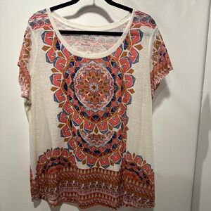 Lucky Brand Multicolor Geometric Short Sleeve Tee
